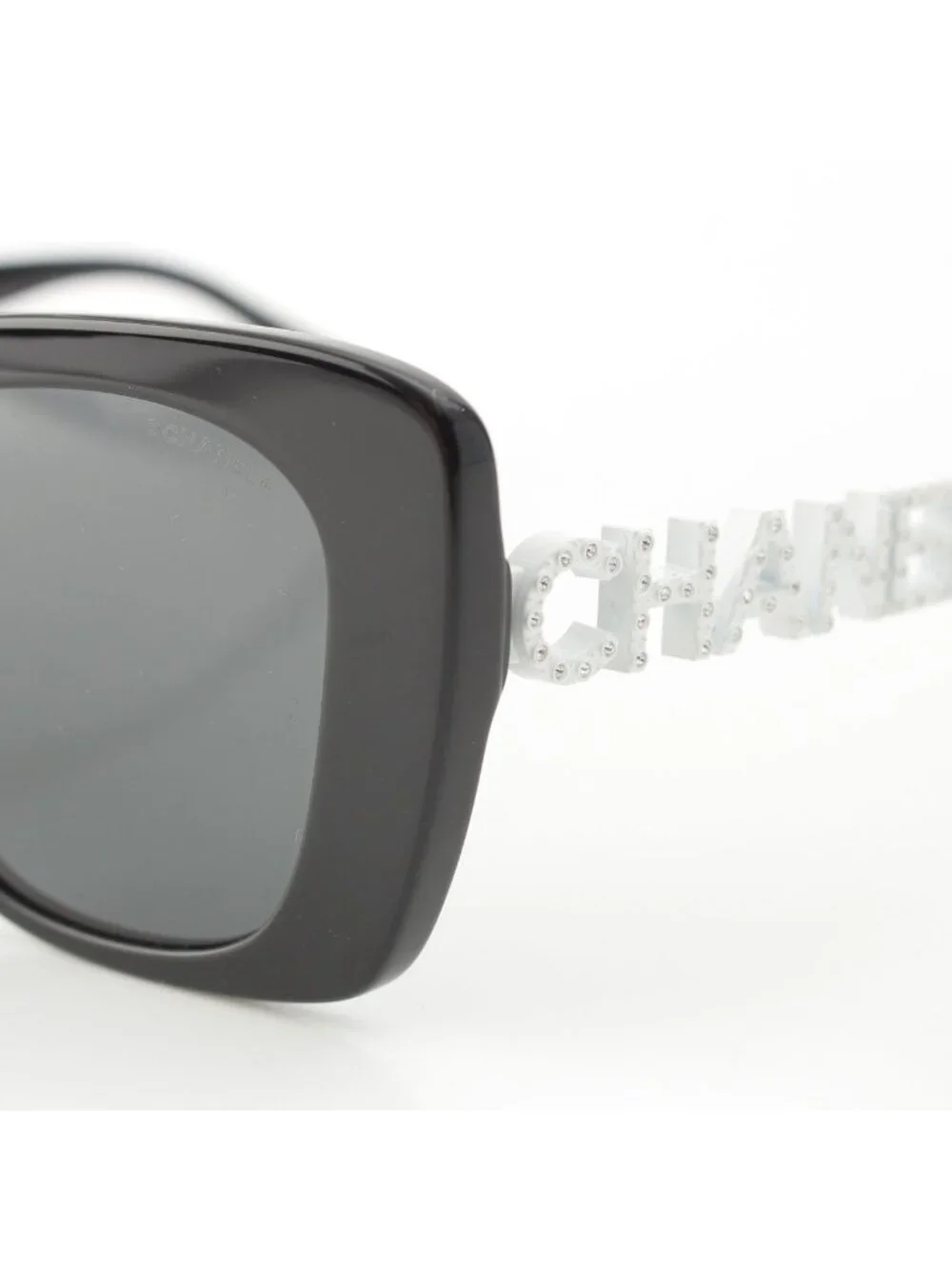 Chanel CC Logo Butterfly Strass Stone Sunglasses Eyewear White